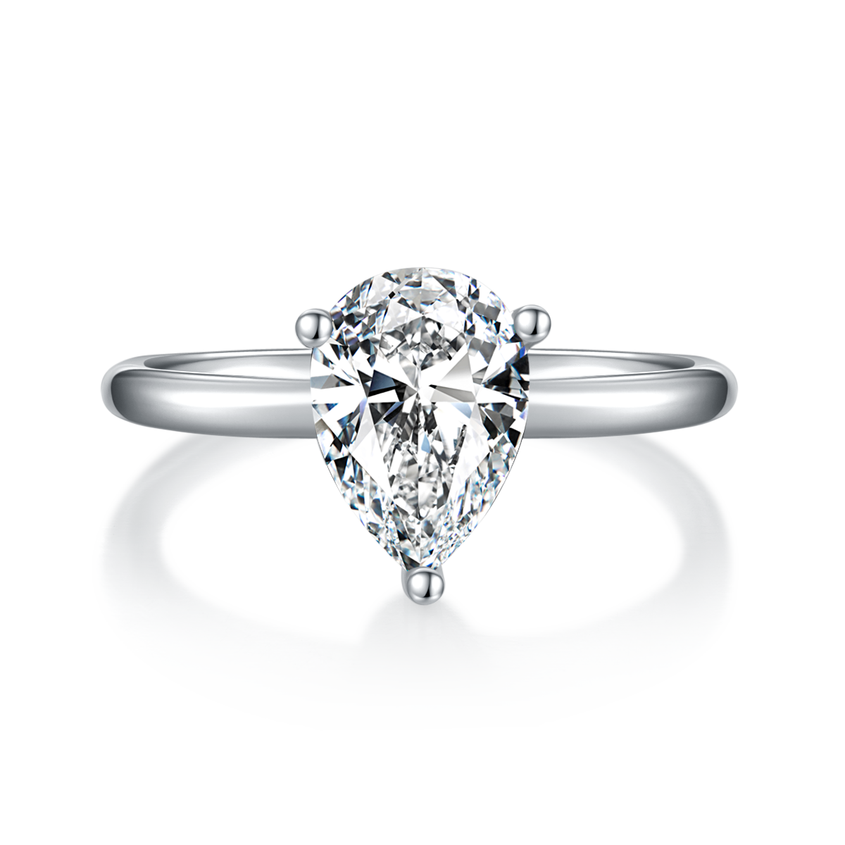 Classic pear shaped S925 silver plated white gold moissanite diamond women's ring 2.0 carats D-class